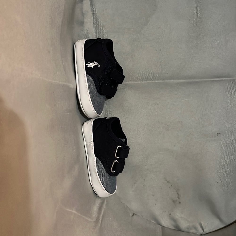 Baby boy denim/navy blue Ralph Lauren Velcro shoes